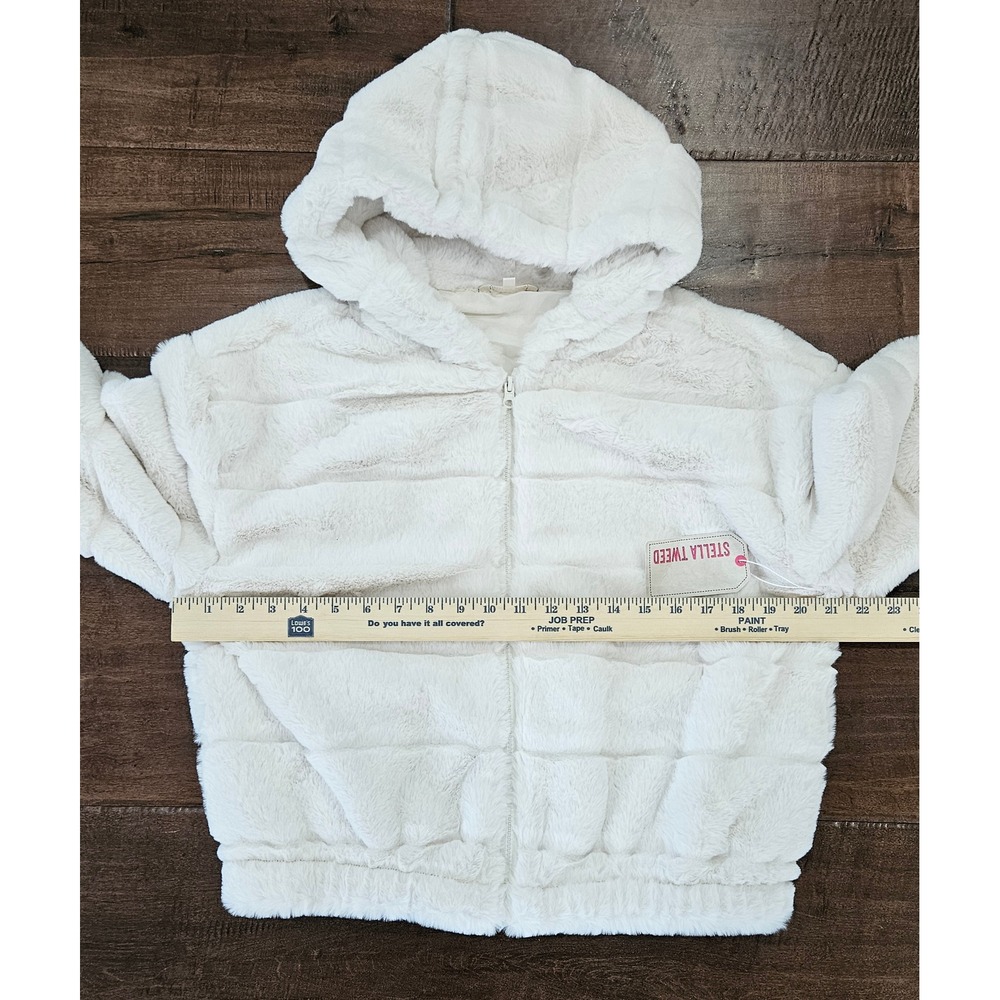 Y2K Inspired Bomber Faux Fur Hooded Jacket Ribbed NWT Apres Ski Chic small - Picture 5 of 13